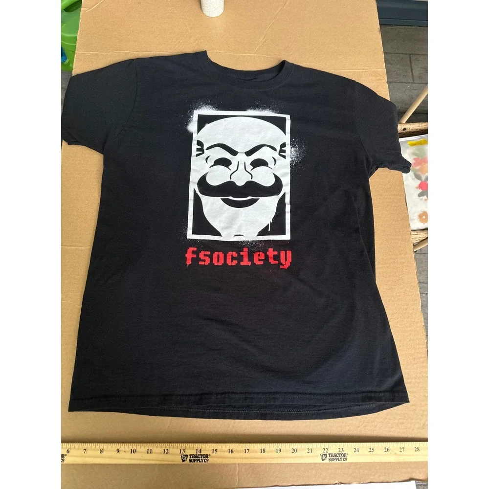 Fsociety Graphic T-Shirt‎ Crew Neck Short Sleeve Top - Picture 5 of 12